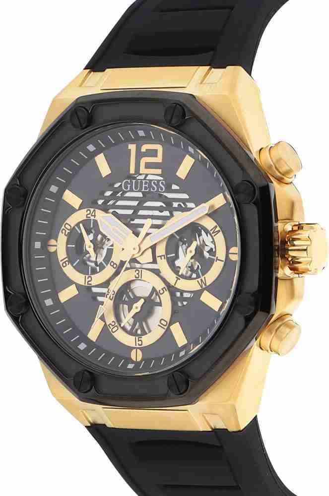 Guess Momentum Black Dial Black Rubber Strap Watch for Men - GW0263G1