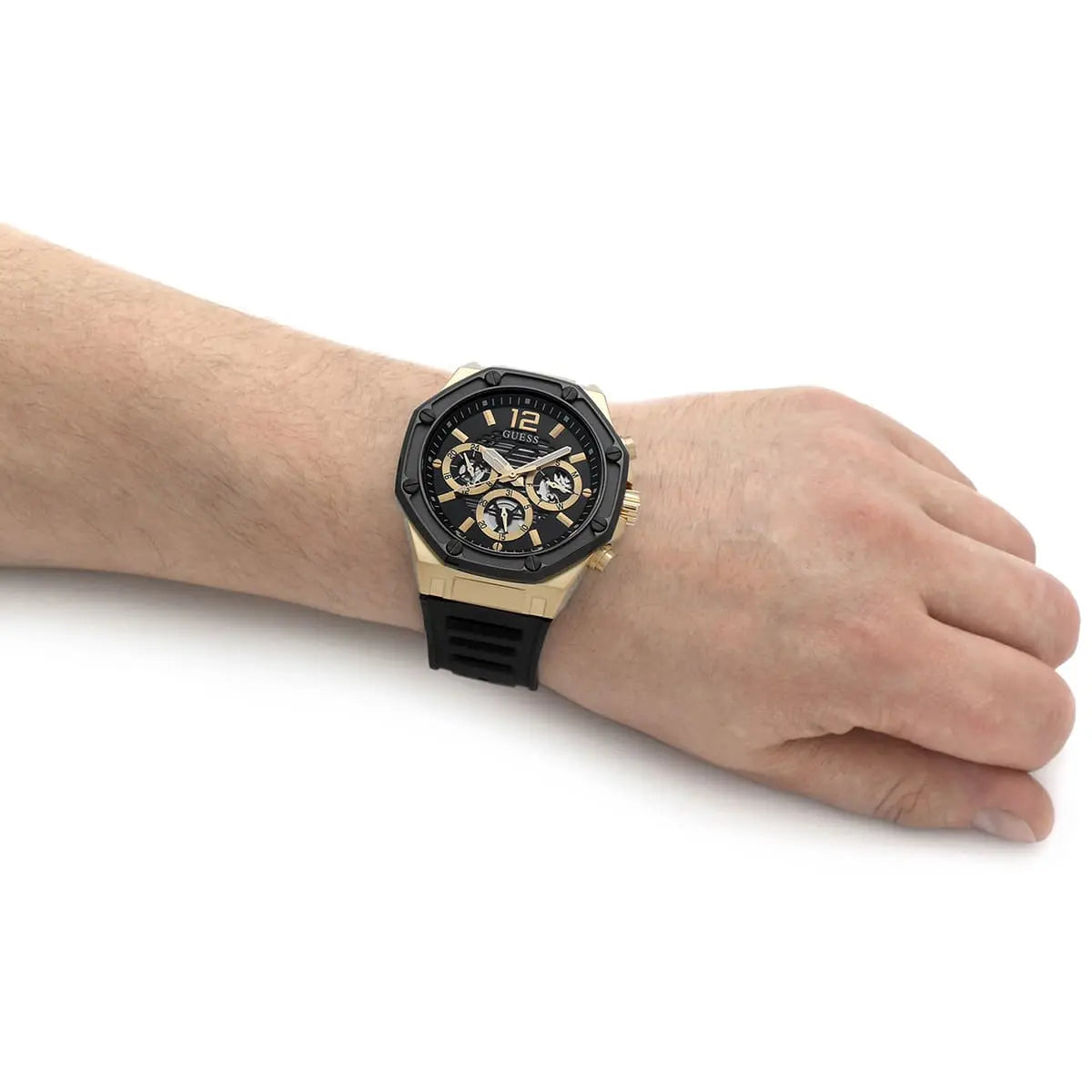 Guess Momentum Black Dial Black Rubber Strap Watch for Men - GW0263G1