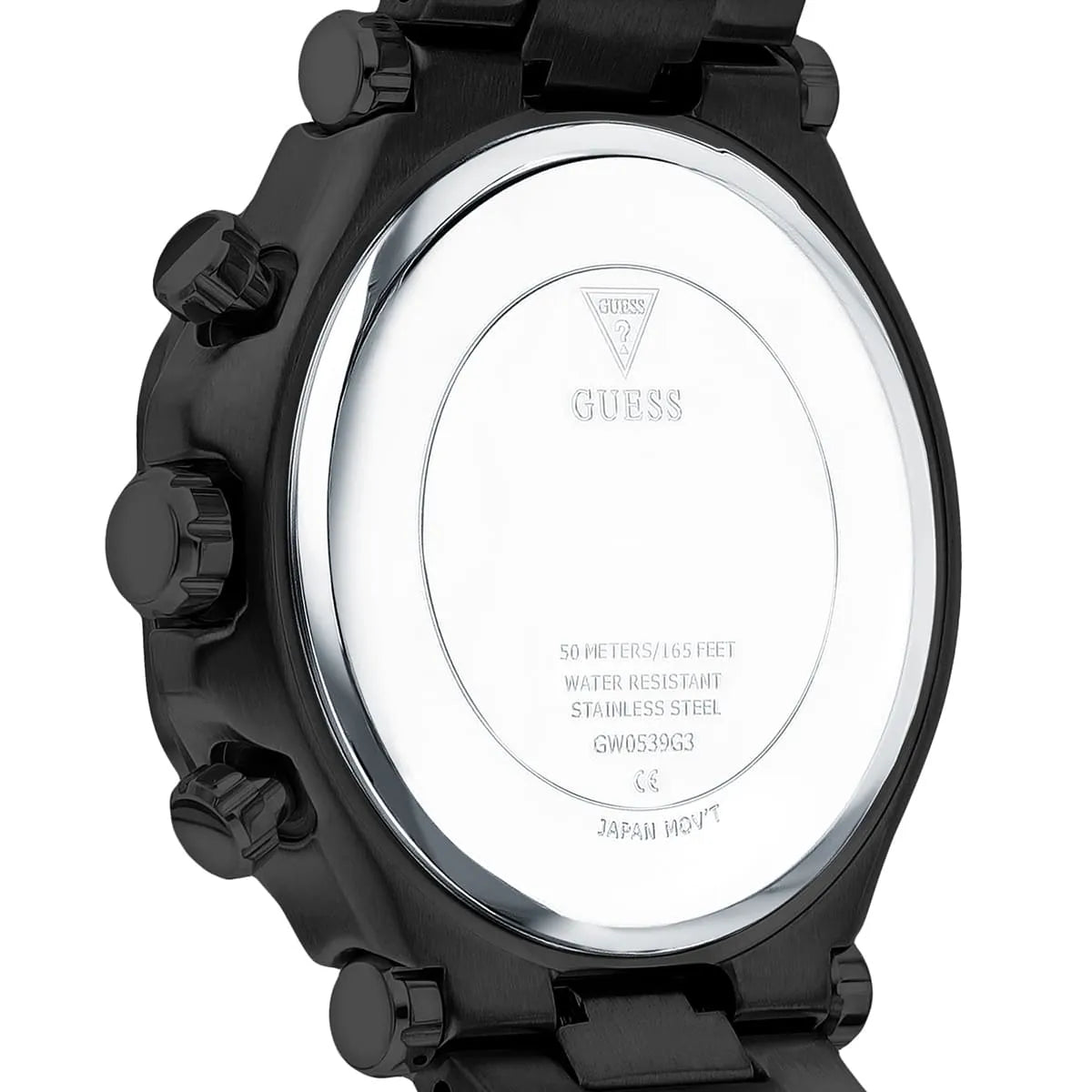Guess Edge Chronograph Black Dial Black Steel Strap Watch For Men - GW0539G3