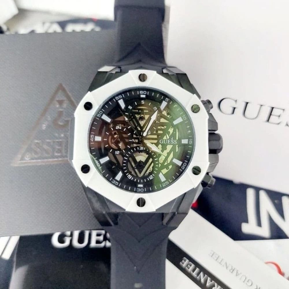 Guess Formula Chronograph Black Dial Black Silicone Strap Watch For Men - GW0579G1