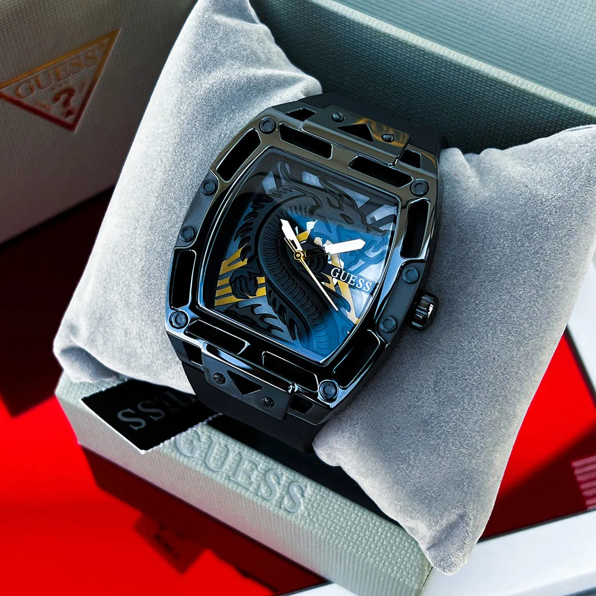 Guess Legend Analog Black Dial Black Rubber Strap Watch For Men - GW0648G1