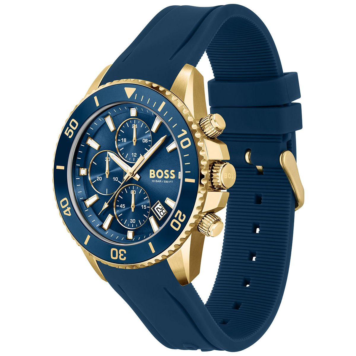 Hugo Boss Admiral Chronograph Blue Dial Blue Rubber SIlicon Strap Watch for Men - 1513965
