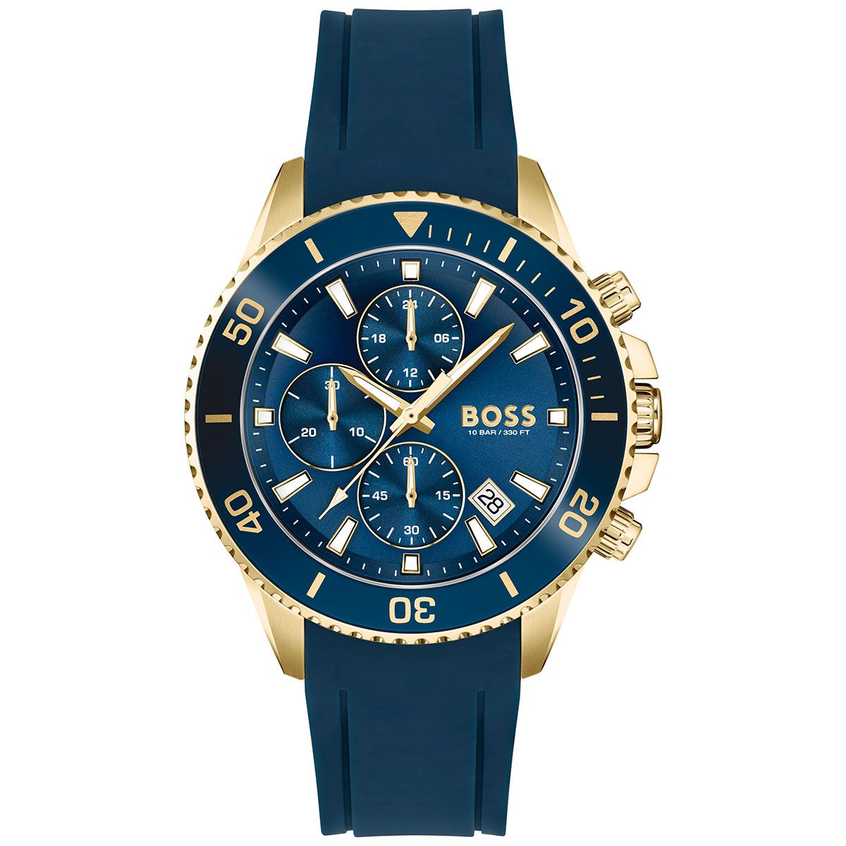 Hugo Boss Admiral Chronograph Blue Dial Blue Rubber SIlicon Strap Watch for Men - 1513965
