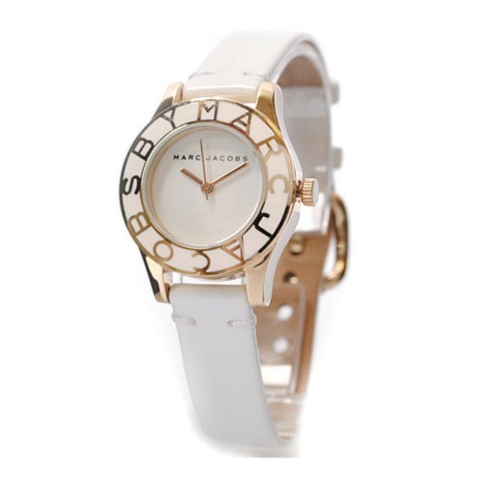 Marc Jacobs Blade White Dial White Leather Strap Watch for Women - MBM1179