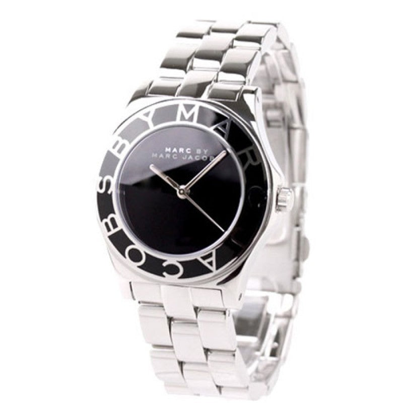 Marc Jacobs Blade Black Dial Silver Steel Strap Watch for Women - MBM3058