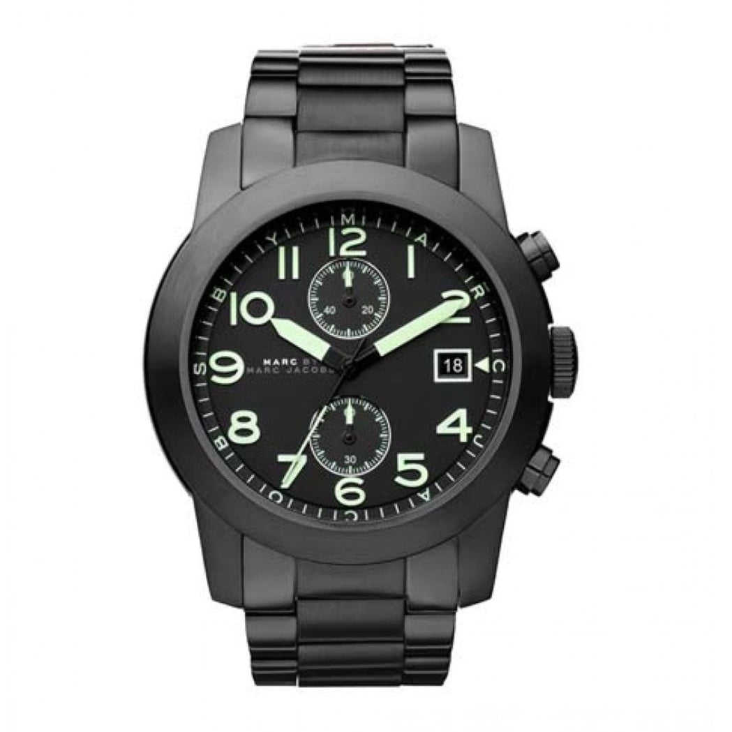 Marc Jacobs Larry Chronograph Black Dial Black Steel Strap Watch for Men - MBM5032