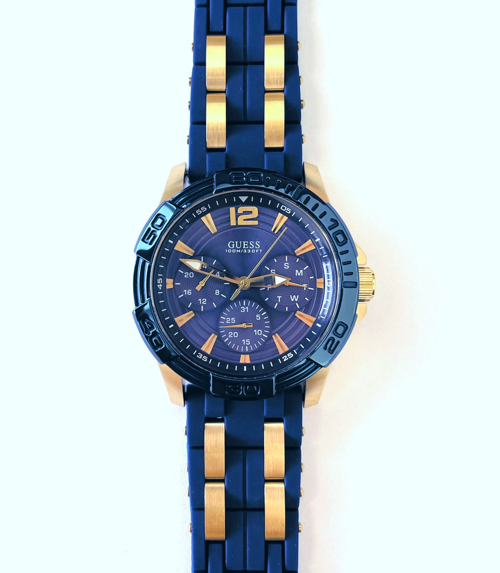 Guess Oasis Blue Dial Two Tone Steel Strap Watch for Men - W0366G6