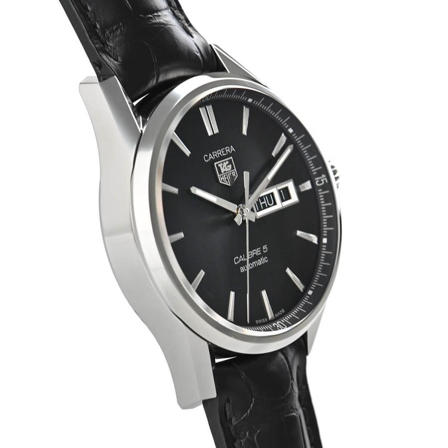 Tag Heuer Carrera Automatic Black Dial Black Leather Strap Watch for Men - WAR201A.FC6266