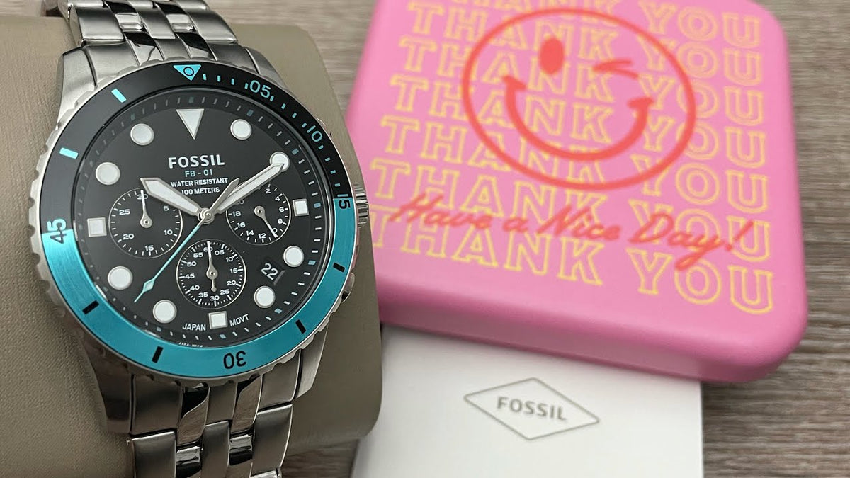 Fossil FB-01 Chronograph Black Dial Silver Steel Strap Watch for Men - FS5827