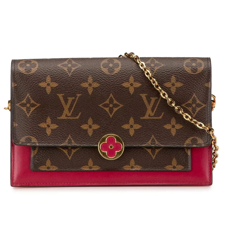Louis Vuitton Monogram Canvas Flore Chain Wallet Bag - Fuchsia