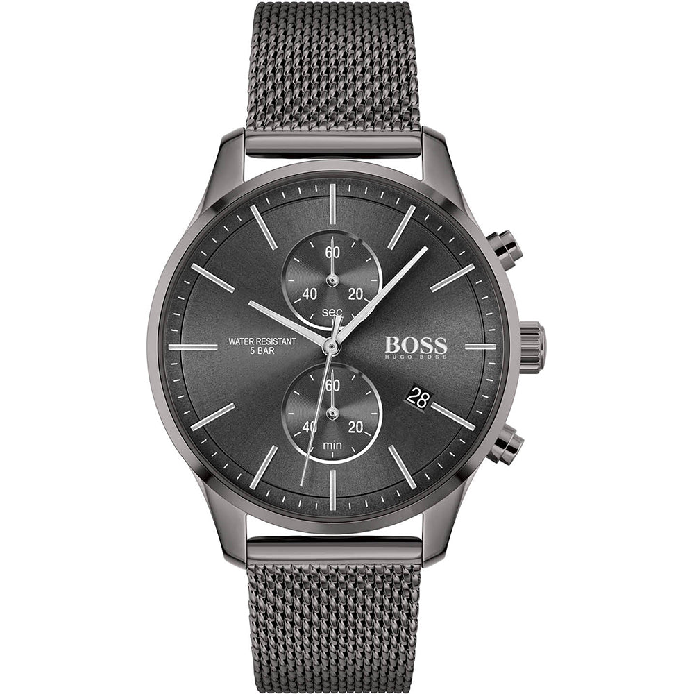 Hugo Boss Associate Chronograph Grey Dial Grey Mesh Bracelet Watch for Men - 1513870