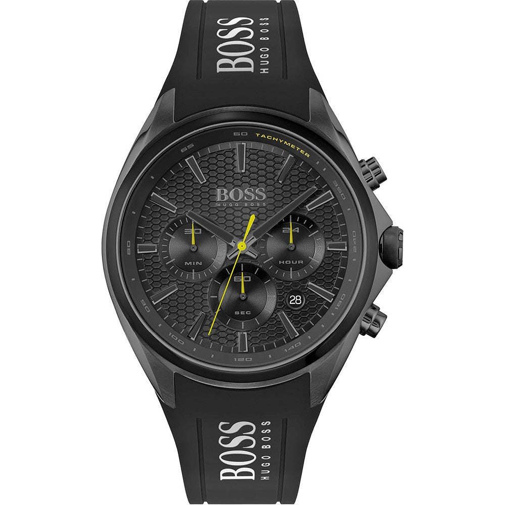 Hugo Boss Distinct Chronograph Black Dial Black Silicone Strap Watch for Men - 1513859
