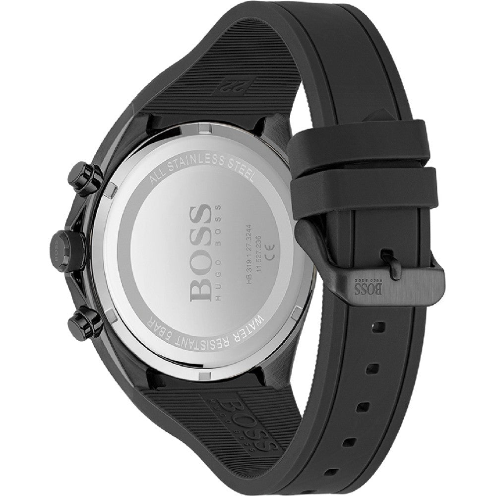 Hugo Boss Distinct Chronograph Black Dial Black Silicone Strap Watch for Men - 1513859