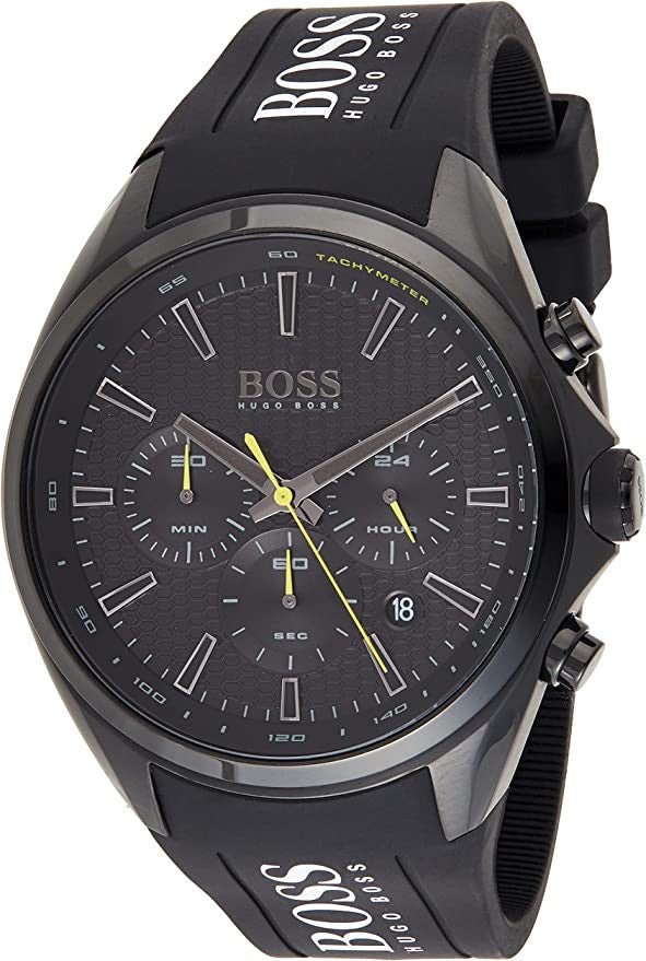 Hugo Boss Distinct Chronograph Black Dial Black Silicone Strap Watch for Men - 1513859