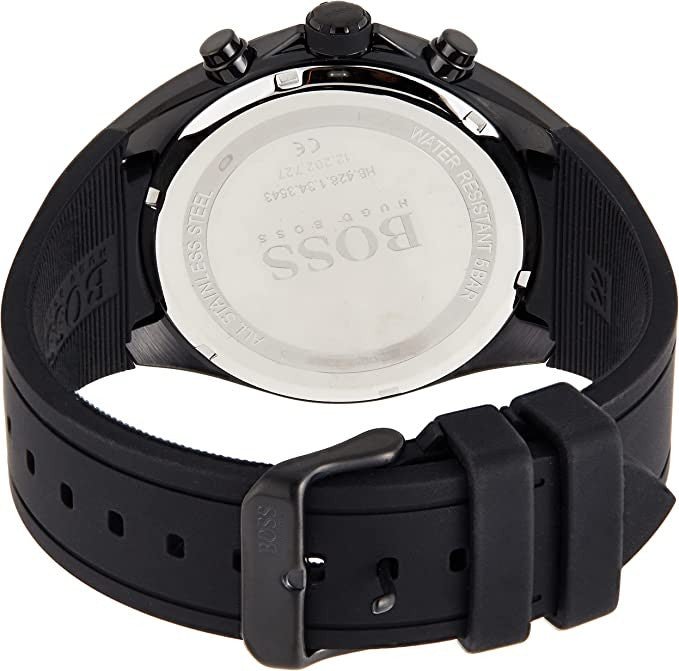 Hugo Boss Distinct Chronograph Black Dial Black Silicone Strap Watch for Men - 1513859