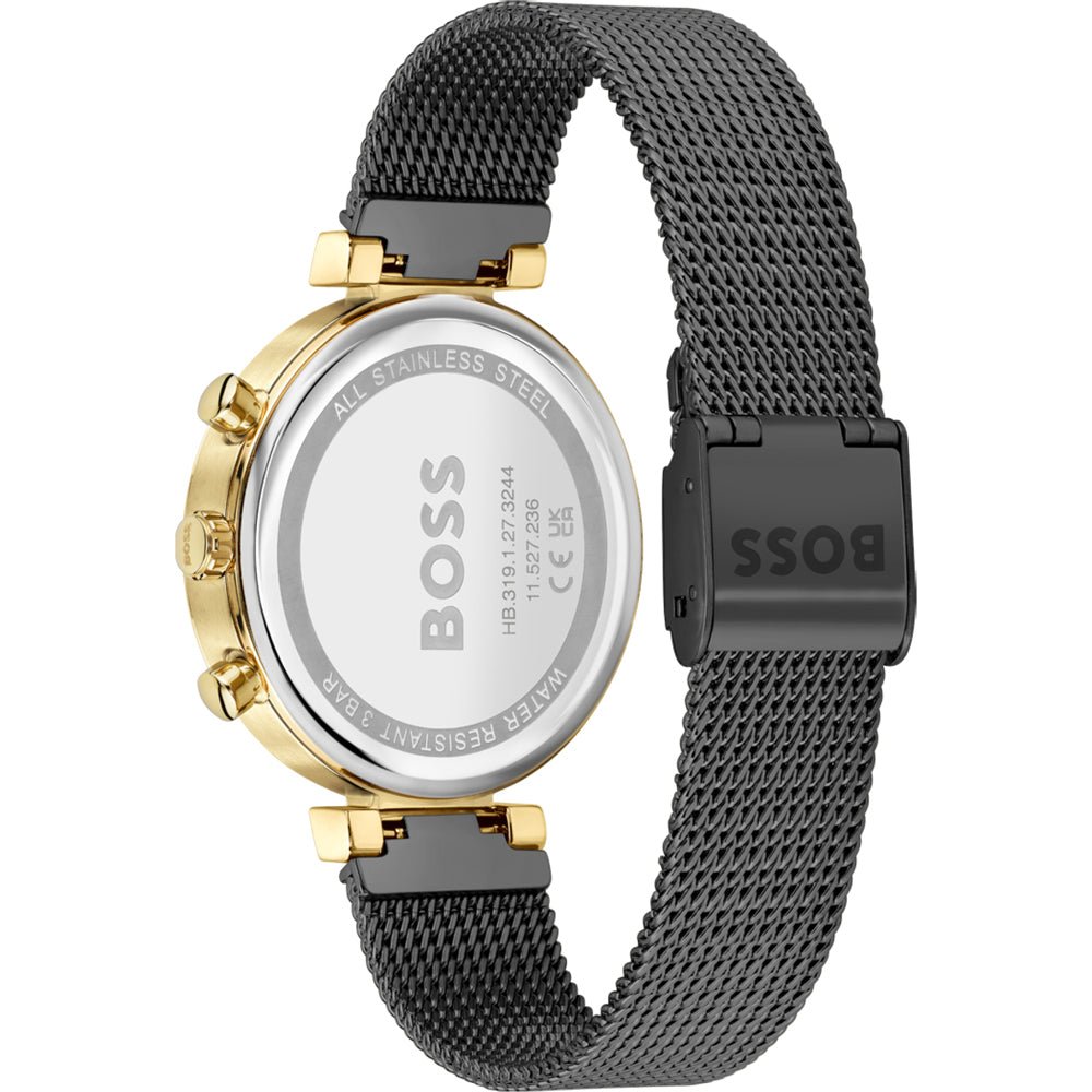 Hugo Boss Flawless Chronograph Black Dial Black Mesh Bracelet Watch for Women - 1502627
