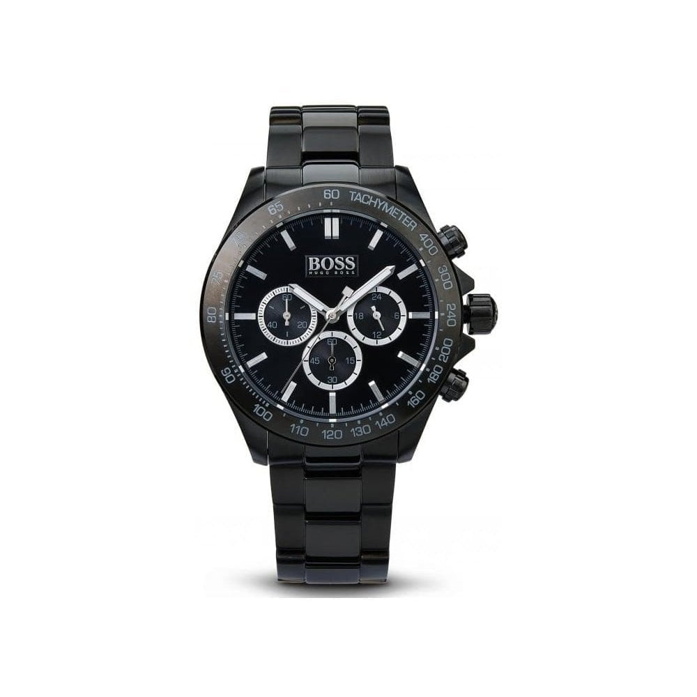 Hugo Boss Ikon Chronograph Black Dial Black Steel Strap Watch for Men - 1512961