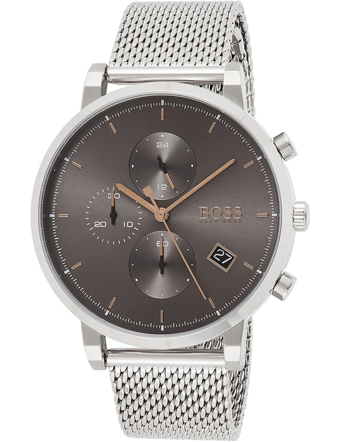 Hugo Boss Integrity Chronorgaph Grey Dial Silver Mesh Bracelet Watch for Men - 1513807