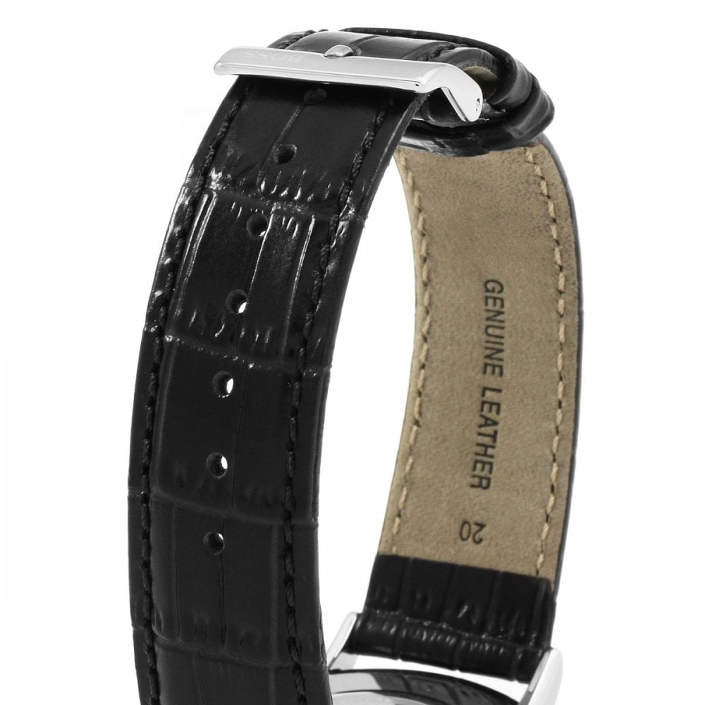 Hugo Boss Jackson Black Dial Black Leather Strap Watch for Men - 1513369
