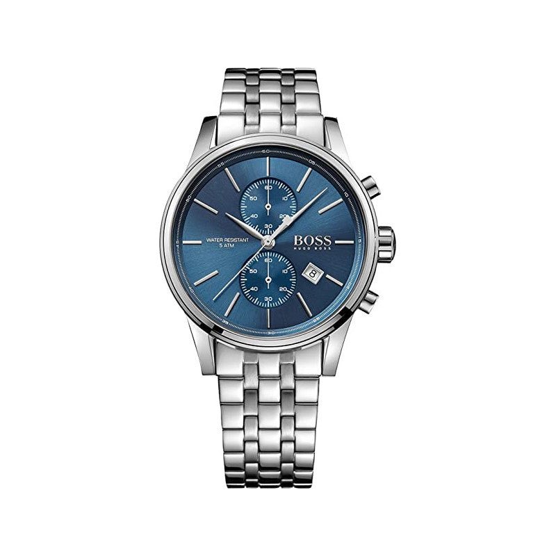 Hugo Boss Jet Chronograph Blue Dial Silver Steel Strap Watch for Men - 1513384