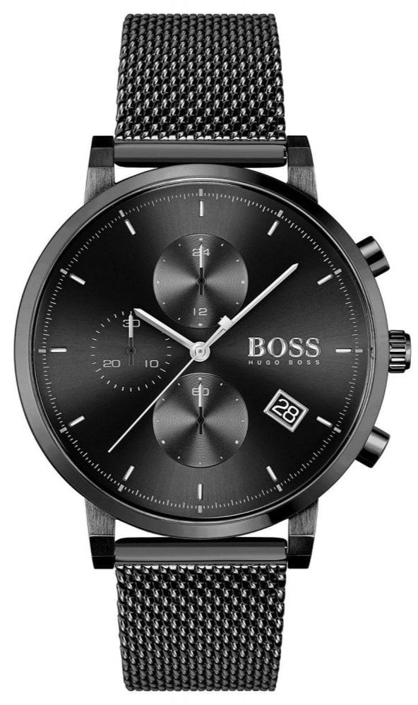 Hugo Boss Integrity Chronograph Black Dial Black Mesh Bracelet Watch for Men - 1513813
