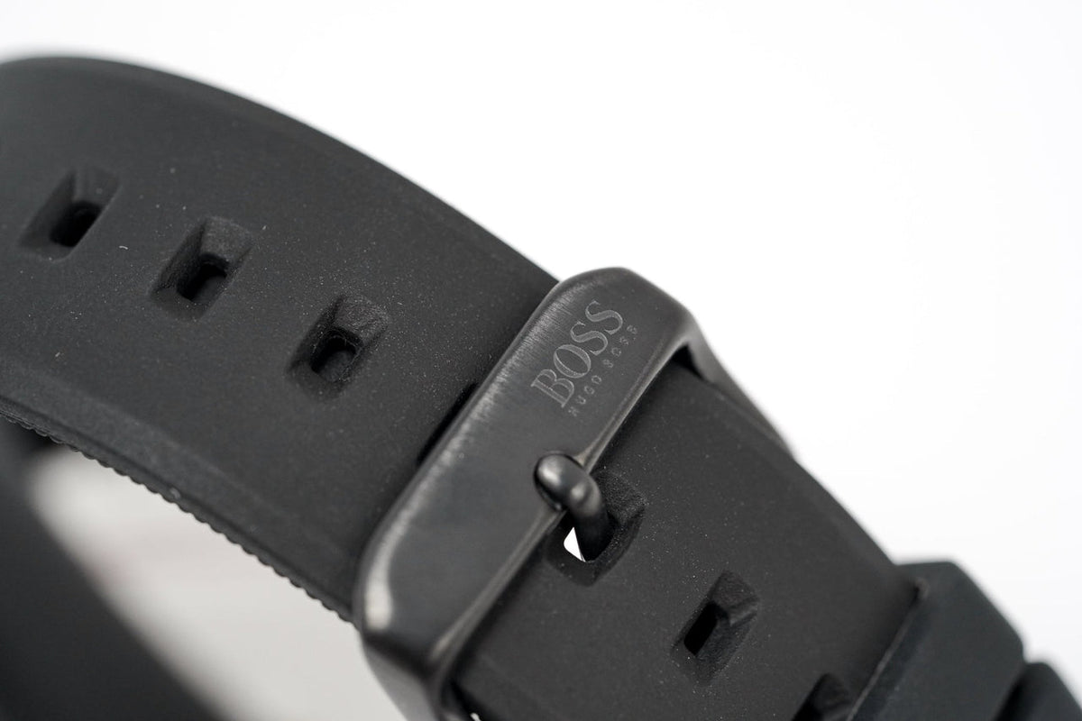Hugo Boss Velocity Chronograph Black Dial Black Rubber Strap Watch for Men - 1513720