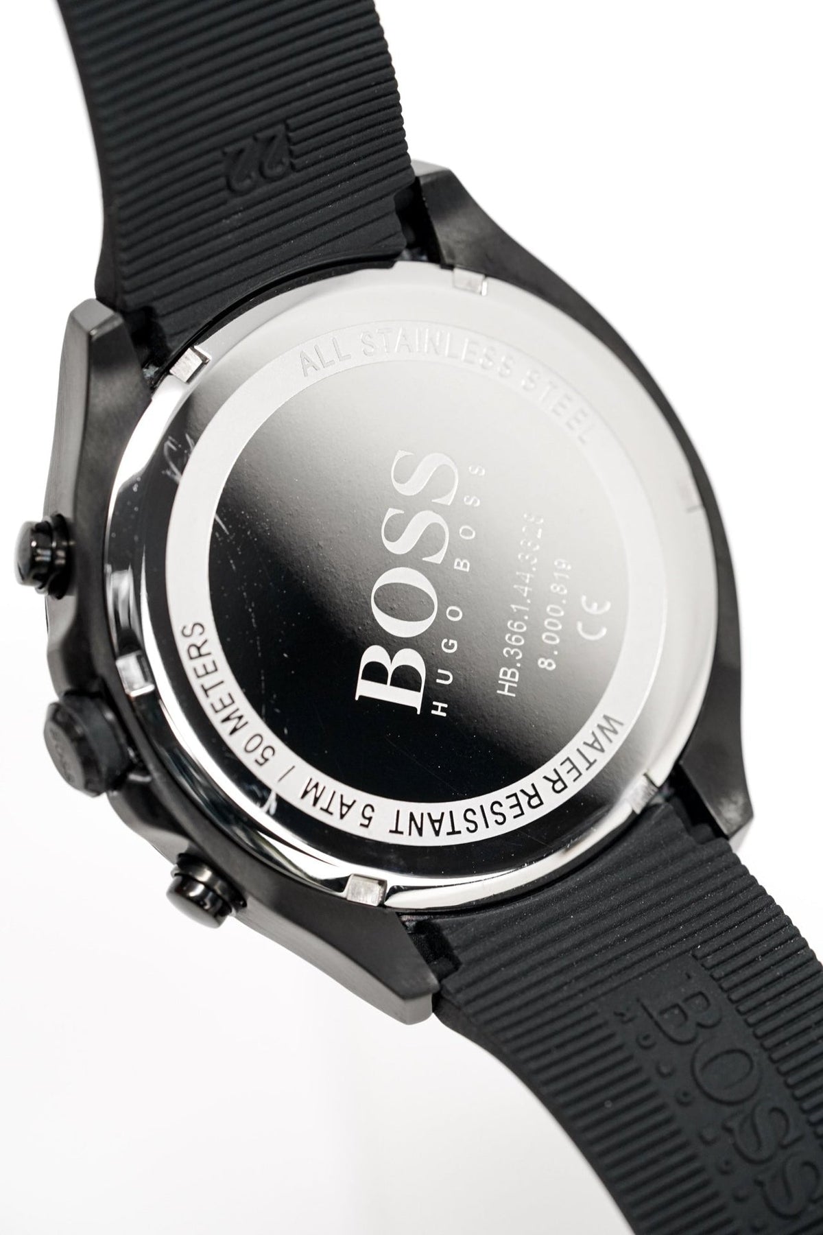 Hugo Boss Velocity Chronograph Black Dial Black Rubber Strap Watch for Men - 1513720
