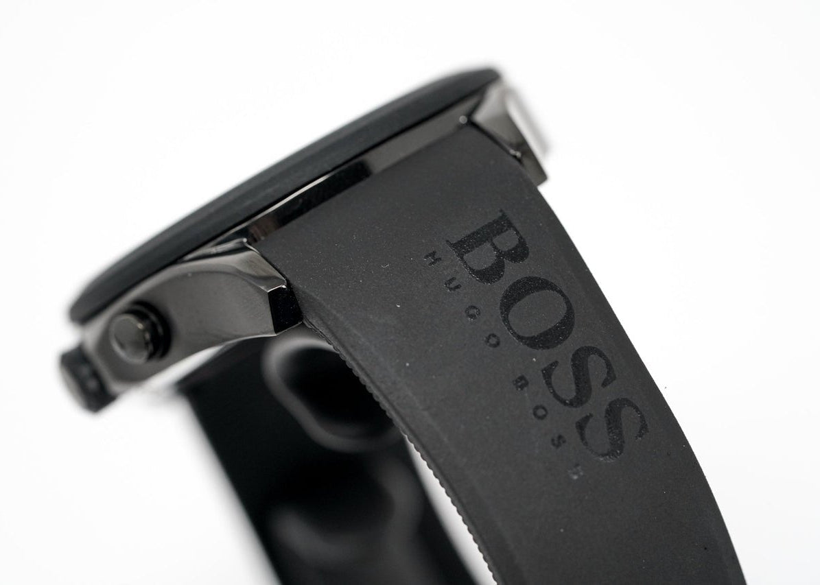 Hugo Boss Velocity Chronograph Black Dial Black Rubber Strap Watch for Men - 1513720