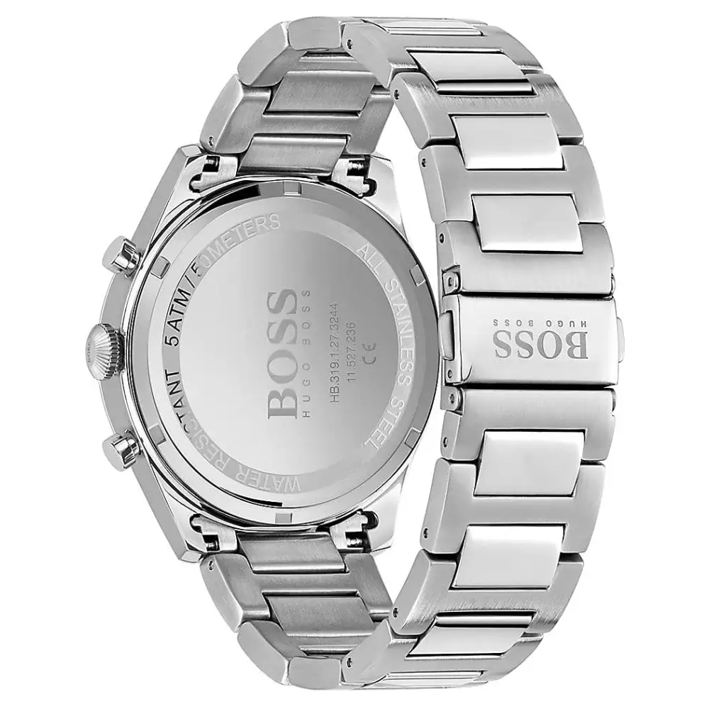 Hugo Boss Pioneer Chronograph Blue Dial Silver Steel Strap Watch for Men - 1513867