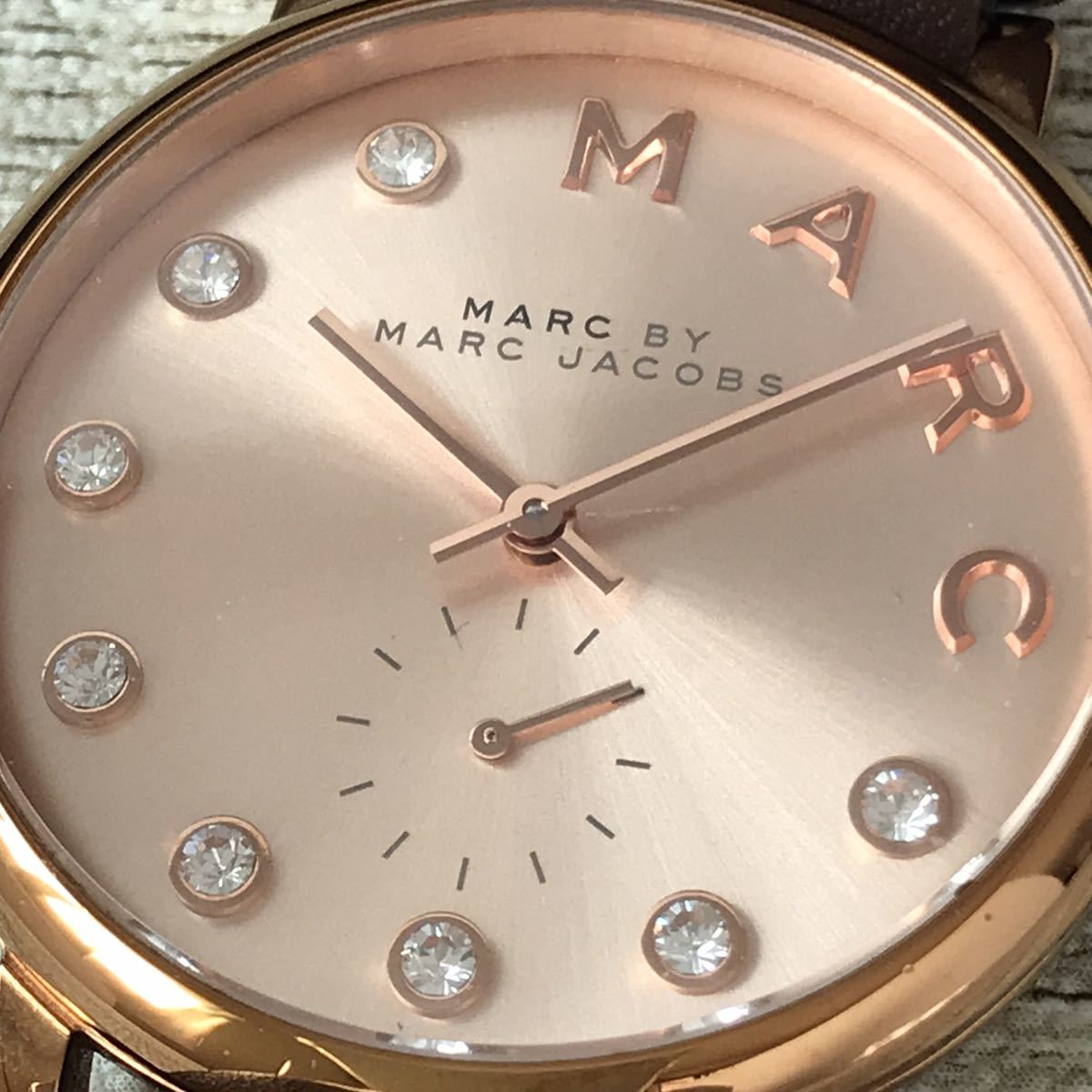 Marc Jacobs Baker Rose Gold Dial Grey Leather Strap Watch for Women - MBM1400