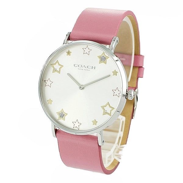 Coach Perry Mother of Pearl White Dial Pink Leather Strap Watch for Women - 14503243