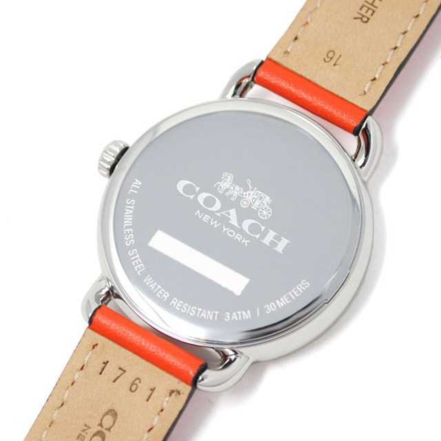 Coach Delancey White Dial Orange Leather Strap Watch for Women - 14502880
