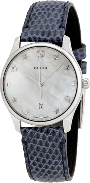 Gucci G-Timeless Signature Mother of Pearl Star Dial Blue Watch For Women - YA126588