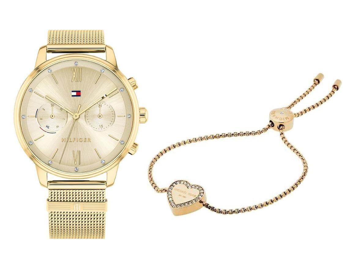 Tommy Hilfiger Blake Quartz Gold Dial Gold Mesh Bracelet Watch for Women - 1782302