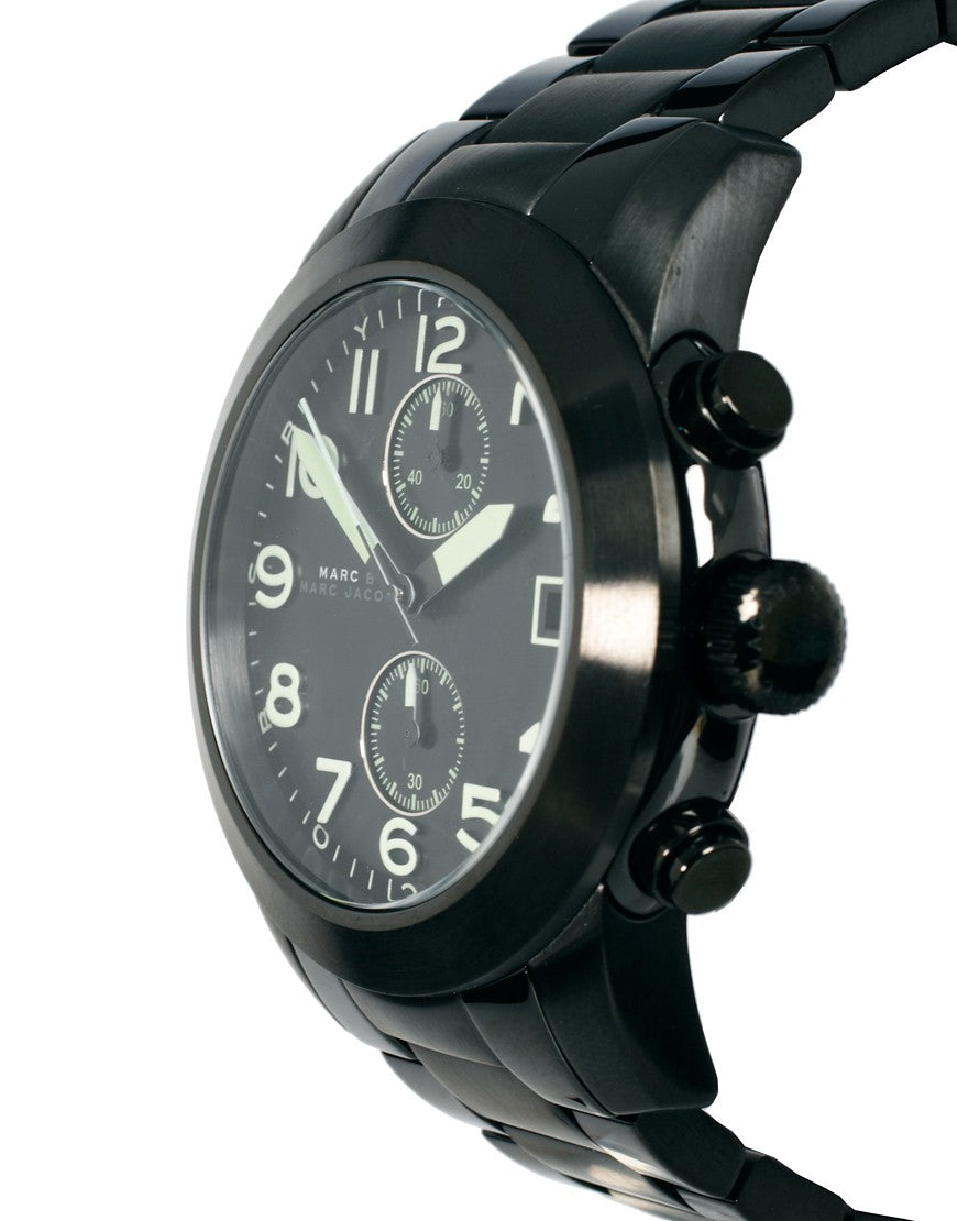 Marc Jacobs Larry Chronograph Black Dial Black Steel Strap Watch for Men - MBM5032