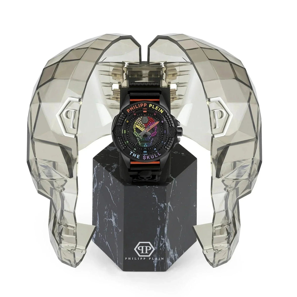 Philipp Plein The Skull Black Dial Black Silicone Strap Watch for Men - PWAAA0621