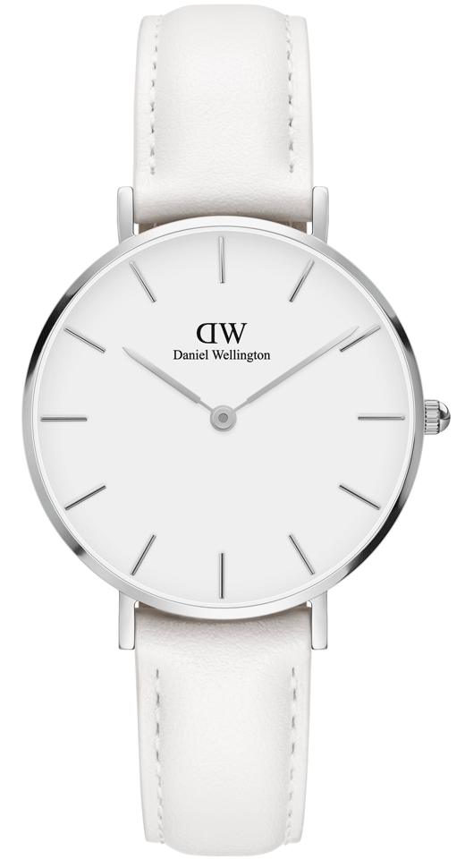 Daniel Wellington Petite Bondi White Dial White Leather Strap Watch For Women - DW00100190