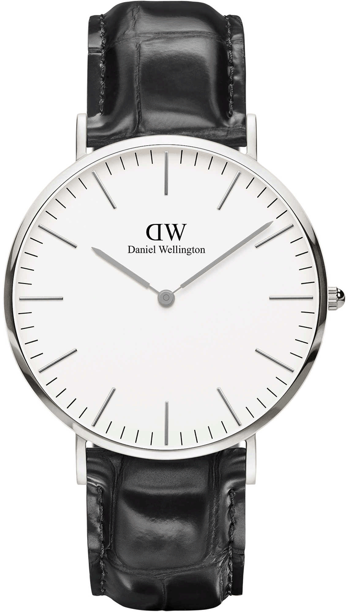 Daniel Wellington Classic York White Dial Black Leather Strap Watch For Men - DW00100025