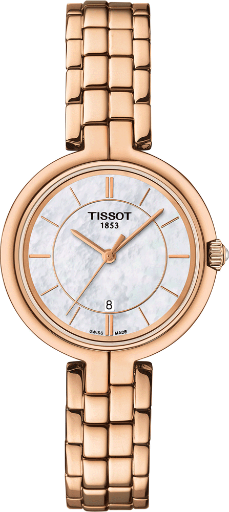 Tissot T Lady Flamingo Mother of Pearl Dial Rose Gold Steel Strap Watch For Women - T094.210.33.111.01