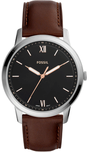 Fossil The Minimalist 3H Black Dial Brown Leather Strap Watch for Men - FS5464