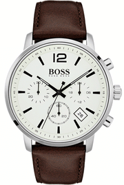 Hugo Boss Attitude White Dial Brown Leather Strap Watch for Men - 1513609