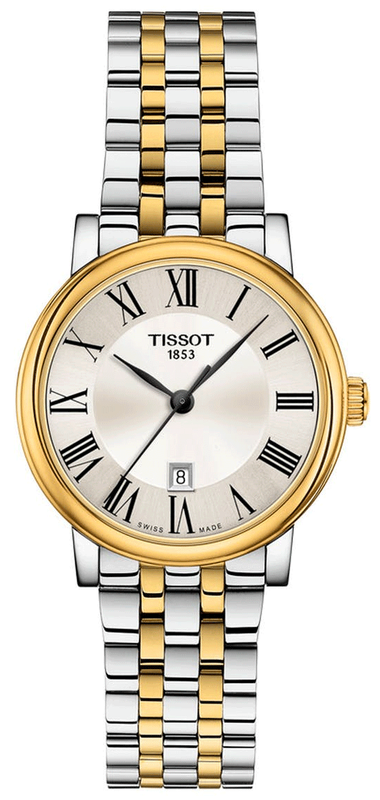 Tissot T Classic Carson Lady Premium Silver Dial Two Tone Steel Strap Watch For Women - T122.210.22.033.00
