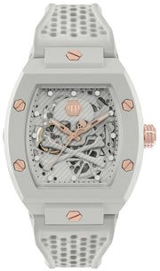 Philipp Plein The Skeleton White Dial White Silicone Strap Watch for Men - PWVBA0123