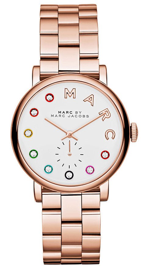 Marc Jacobs Baker White Dial Rose Gold Steel Strap Watch for Women - MBM3441