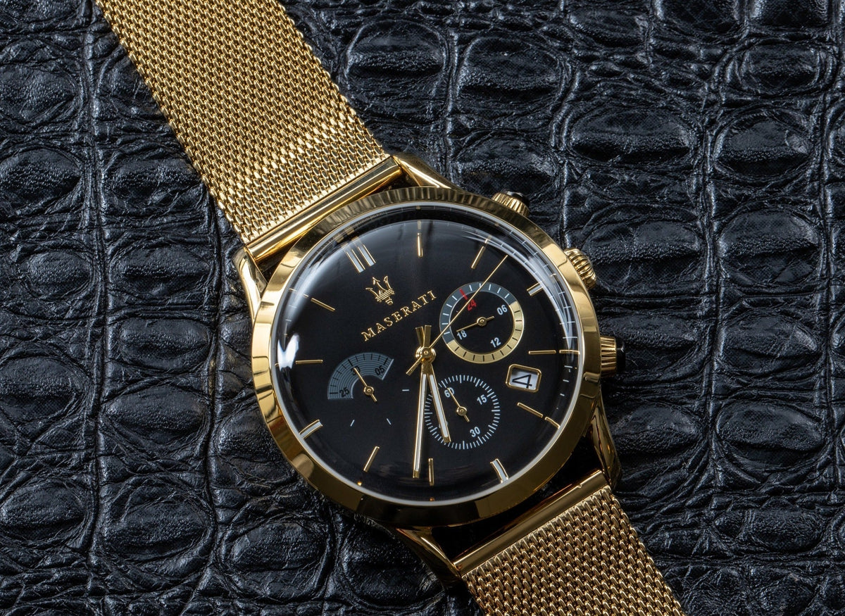 Maserati Ricordo Chronograph Black Dial Stainless Steel Mesh Bracelet Watch For Men - R8873633003