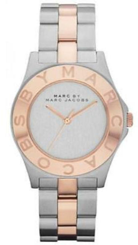 Marc Jacobs Blade Silver Dial Two Tone Steel Strap Watch for Women - MBM3129