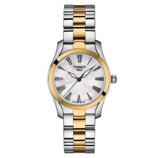 Tissot T Wave Lady White Mother of Pearl Dial Two Tone Steel Strap Watch For Women - T112. 210. 22. 113. 00