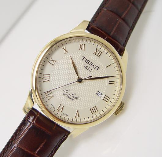 Tissot Le Locle Automatic Gold Dial Brown Leather Strap Watch For Men - T41.5.413.73