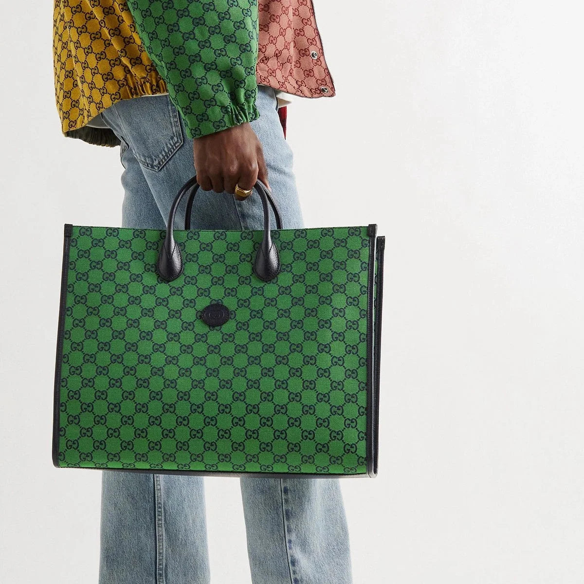 Gucci Leather-Trimmed Coated Tote Bag – Green