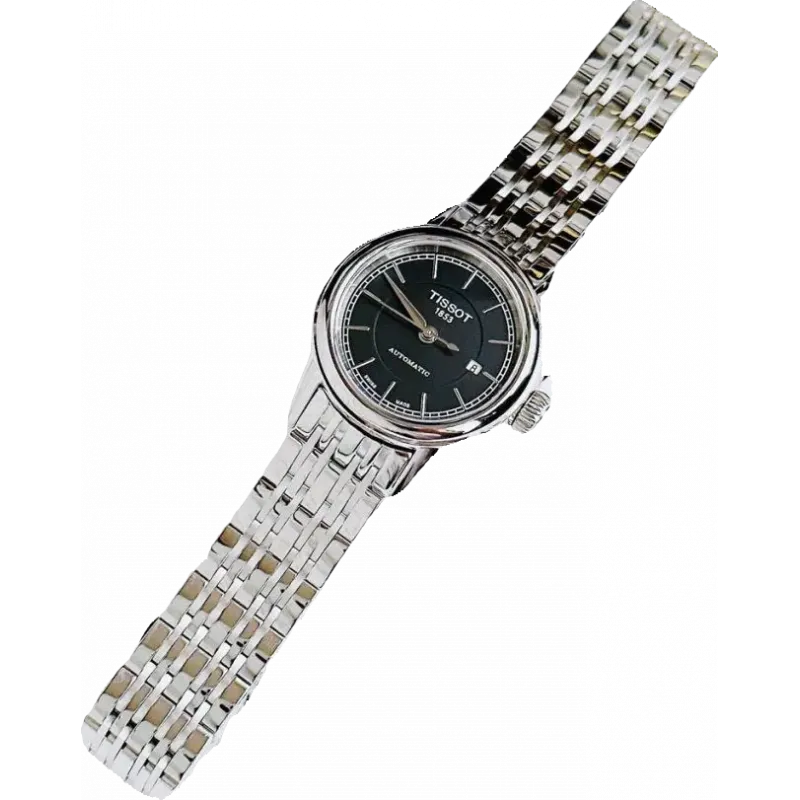Tissot Carson Automatic Black Dial Silver Steel Strap Watch For Women - T085.207.11.051.00
